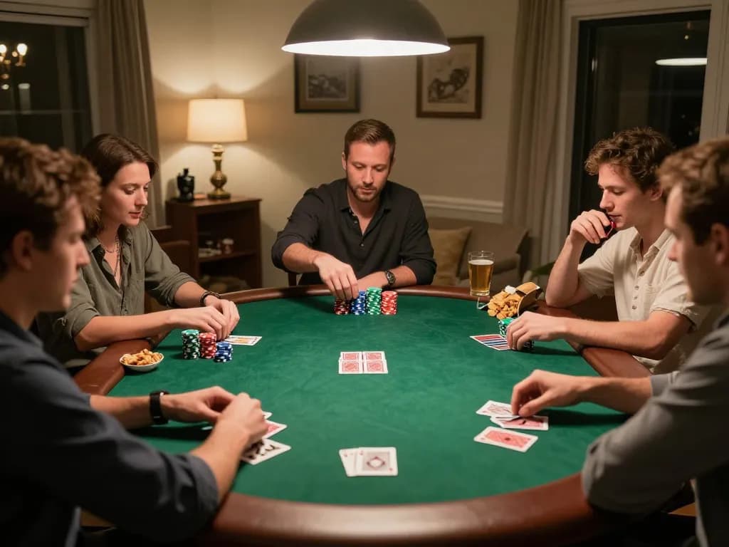 Engaging poker night scene showcasing link alternatif ggdewa777 and thrilling gameplay among friends.