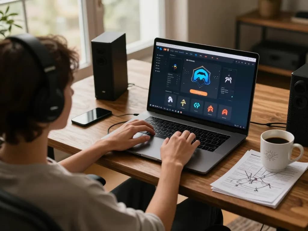Player engaging with online casino games at https://x88.design/ on a cozy home setup with strategy notes