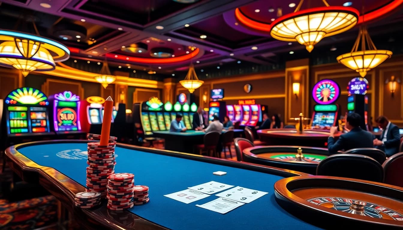 Players placing bets in a dynamic casino scene showcasing https://nhacaiuytinvn.us.com/ for safe gambling practices.