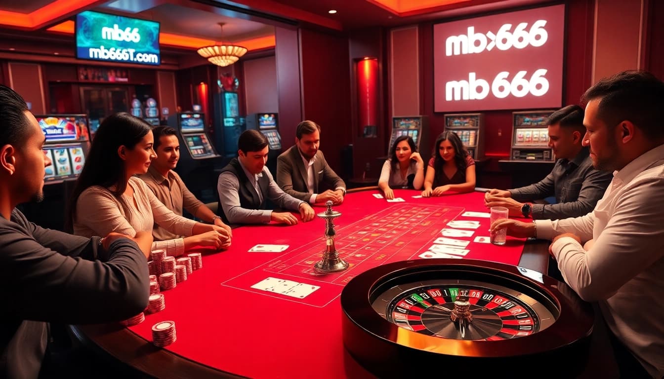 Experience thrilling gameplay at mb66-t.com with vibrant poker tables and luxury casino elements.