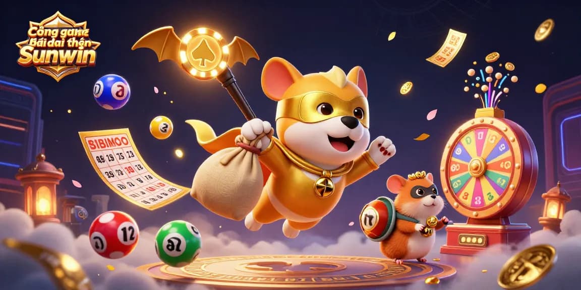 Cổng game bài đổi thưởng Sunwin offers thrilling lottery experiences with colorful elements like bouncing balls and a vibrant prize wheel.