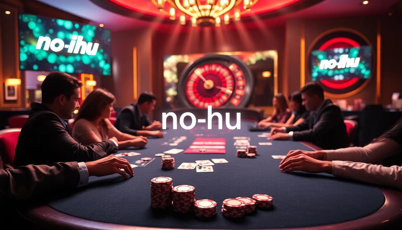 Experience the thrill of gambling at the no hu poker table, showcasing vibrant chips and exciting gameplay.