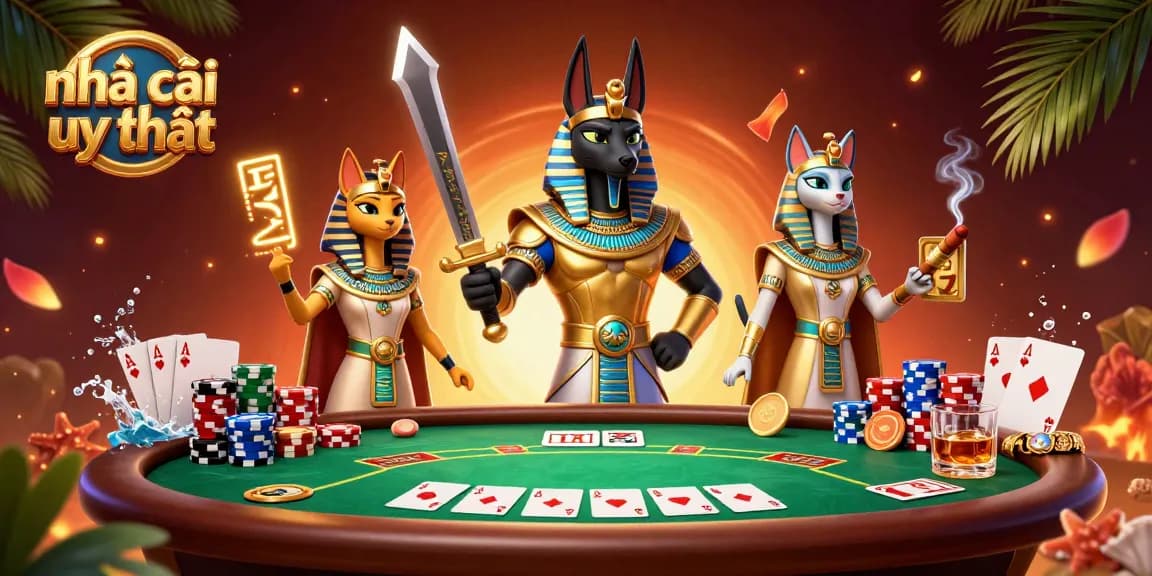 Experience the thrill of nhà cái uy tín with Anubis and Bastet in a rich casino scene.