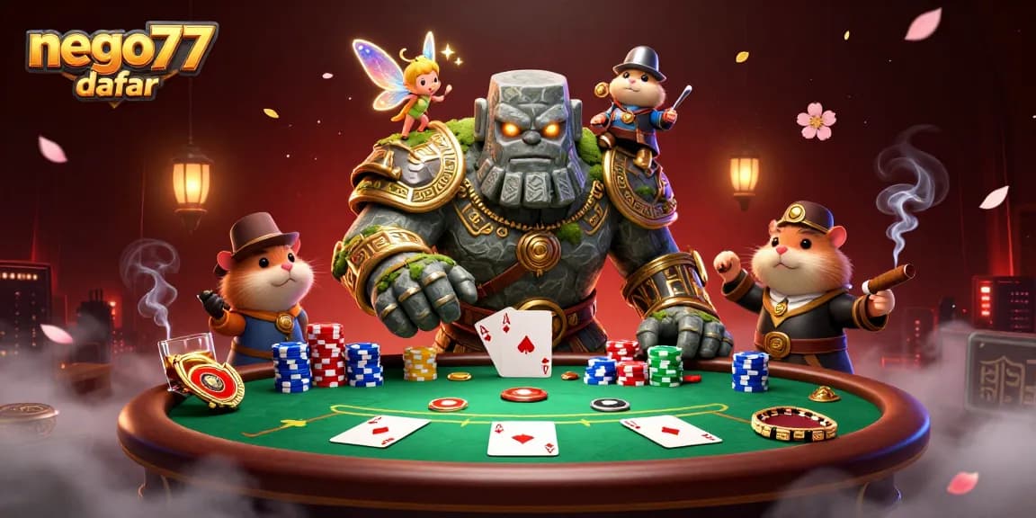 Engage with top gaming experiences at nego77 daftar featuring vibrant casino elements and playful characters.