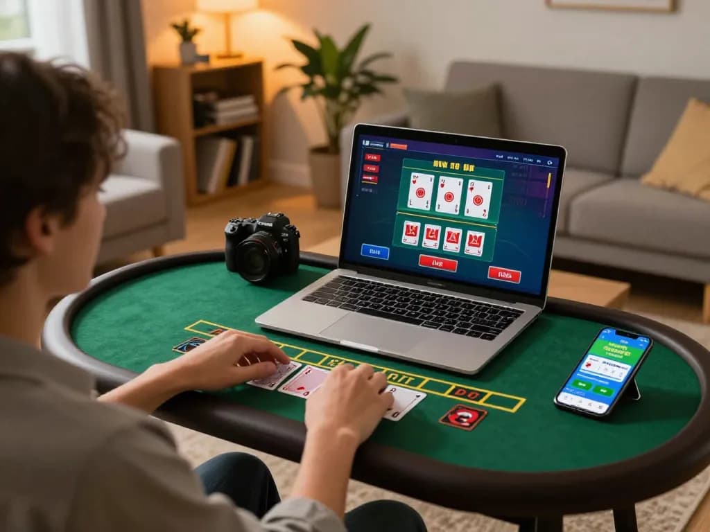 Bangsawan88 immersive online blackjack experience in a cozy living room setting.