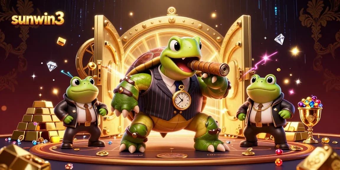 Experience thrilling wins with sunwin3 in this vibrant 3D casino scene featuring wealth and excitement.