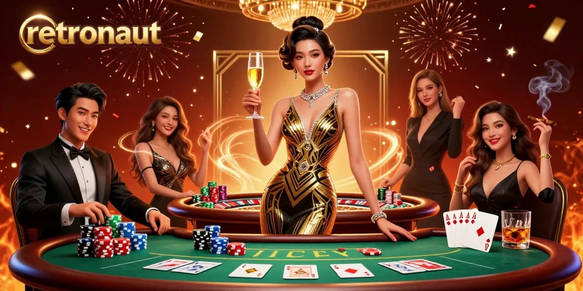 Win big with retronaut by playing classic arcade games in a luxurious casino setting.