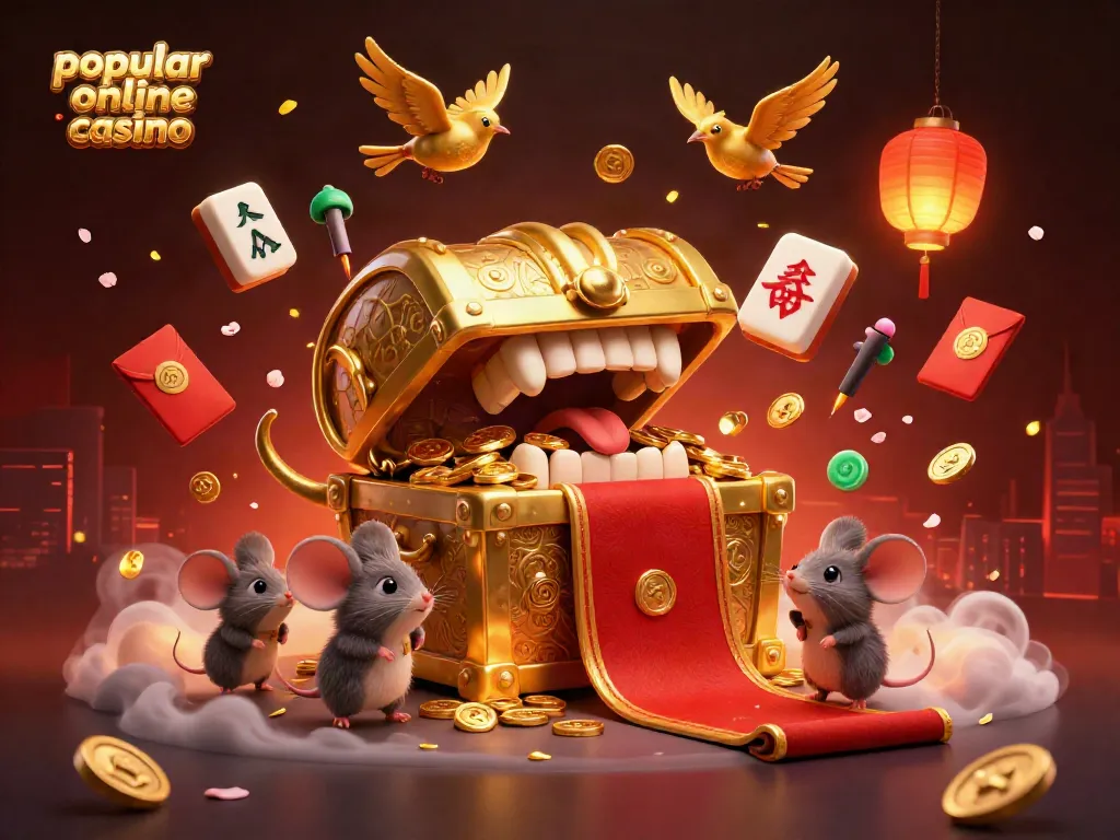 Engage with thriving excitement at this popular online casino featuring a treasure chest and vibrant gaming elements.