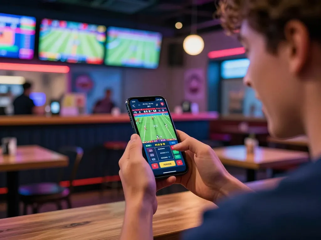 Nowgoal user placing a bet on a smartphone during a live sports event