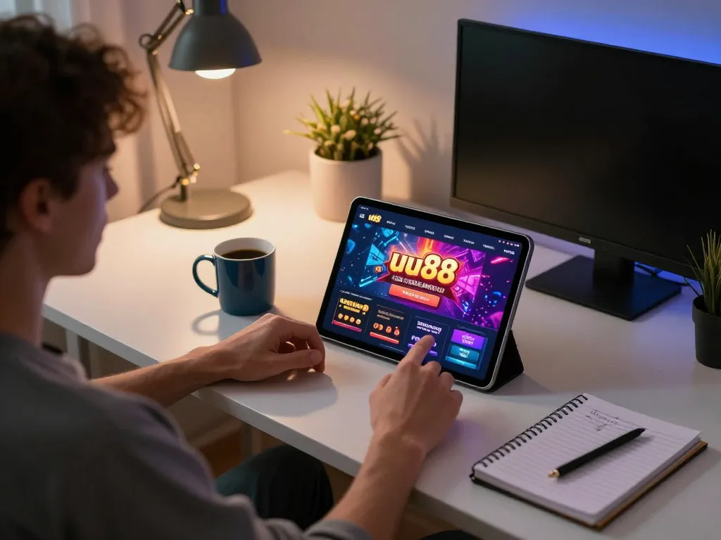 Playing online casino games on uu88 platform with engaging interface and cozy setting.