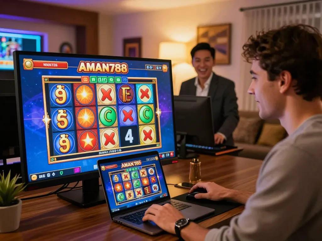 Pemain menikmati antarmuka permainan slot AMAN788 untuk pengalaman bermain game online yang menarik