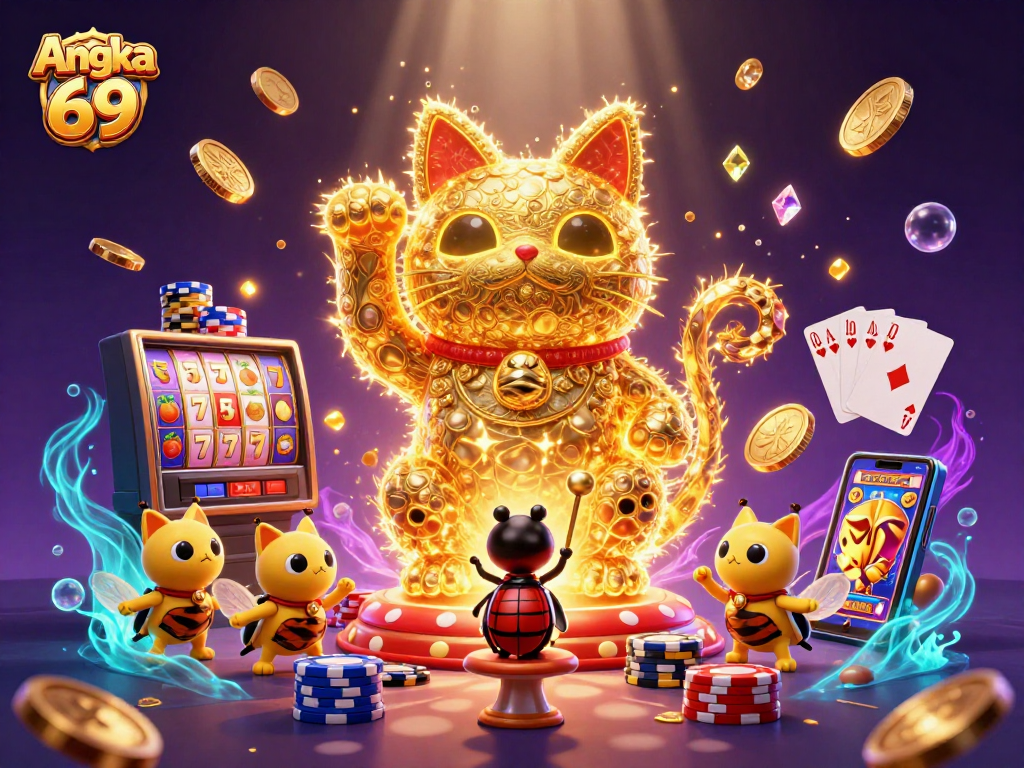 Experience the thrilling world of Angka 69 with vibrant slot reels and striking casino symbols!