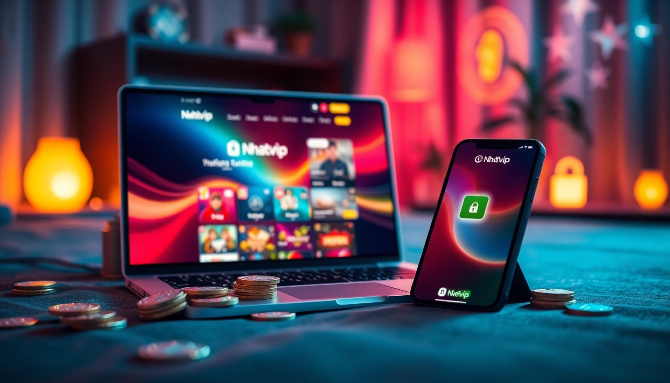 Link đăng nhập Nhatvip showcasing gaming platform with modern interface.