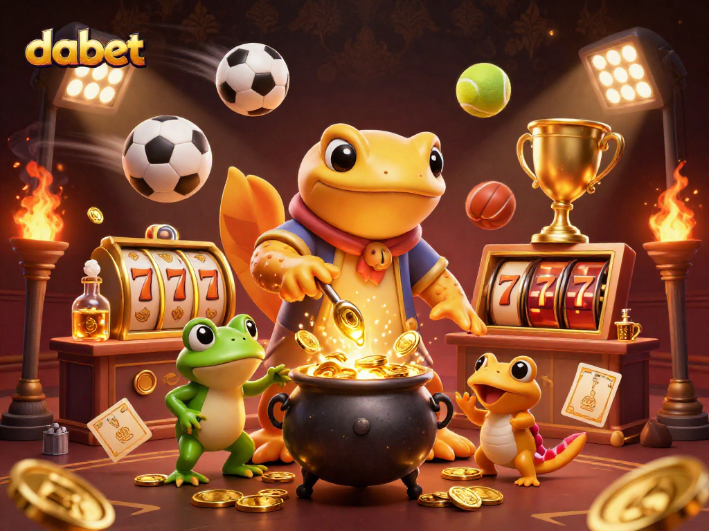 dabet players enjoying thrilling slot journeys and winning gold coins in a vibrant 3D casino.