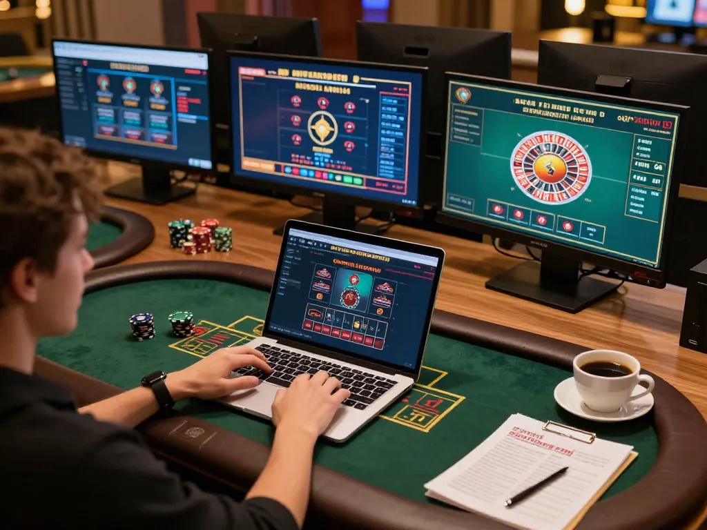 Engaged player enjoying a thrilling poker game on 789bet, showcasing dynamic online gaming setup.