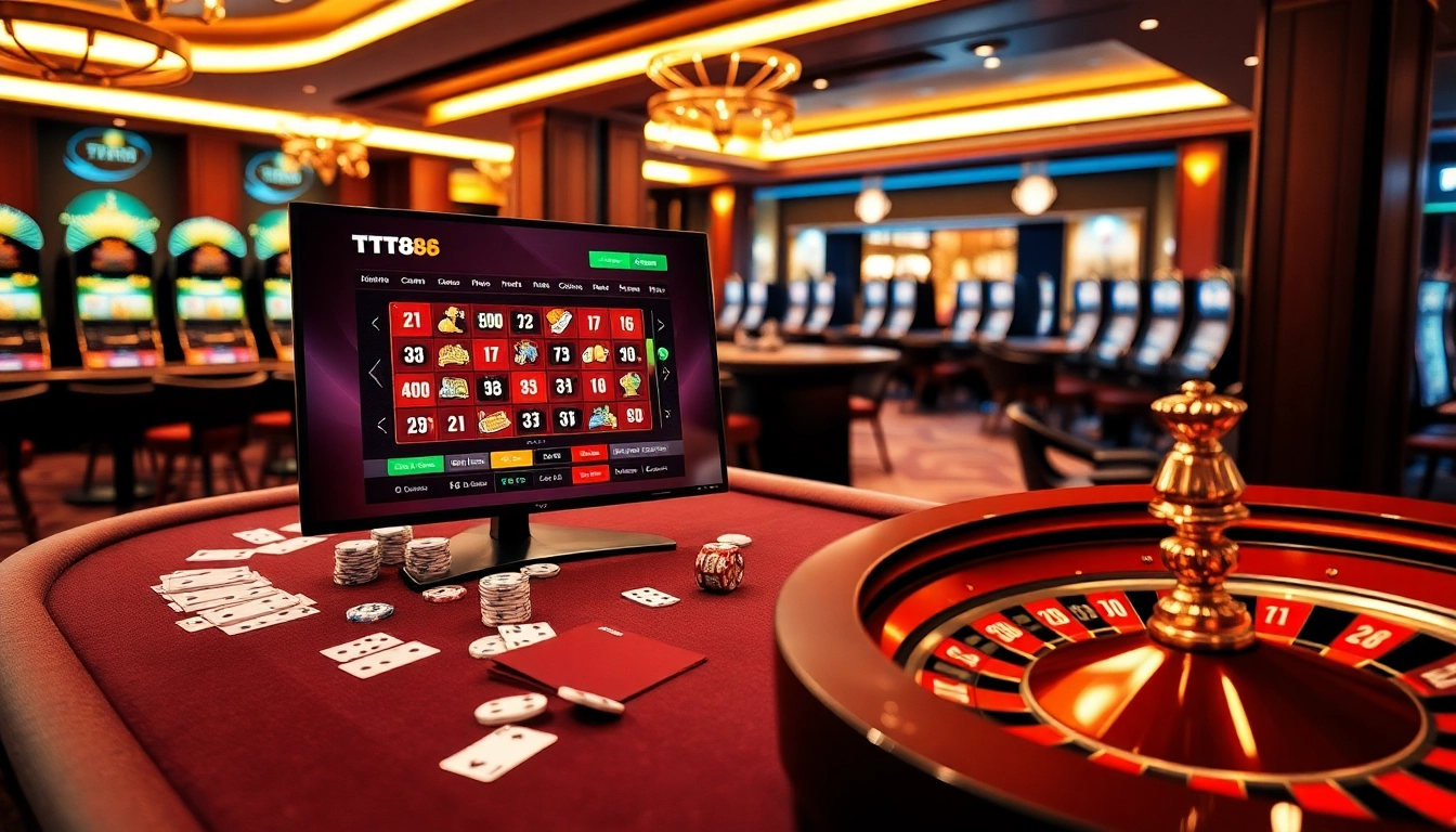 TT88 offers an exciting casino gaming experience with vibrant tables and digital interfaces.