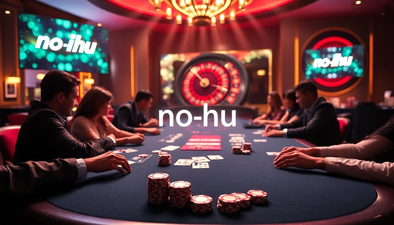 Experience the thrill of gambling at the no hu poker table, showcasing vibrant chips and exciting gameplay.
