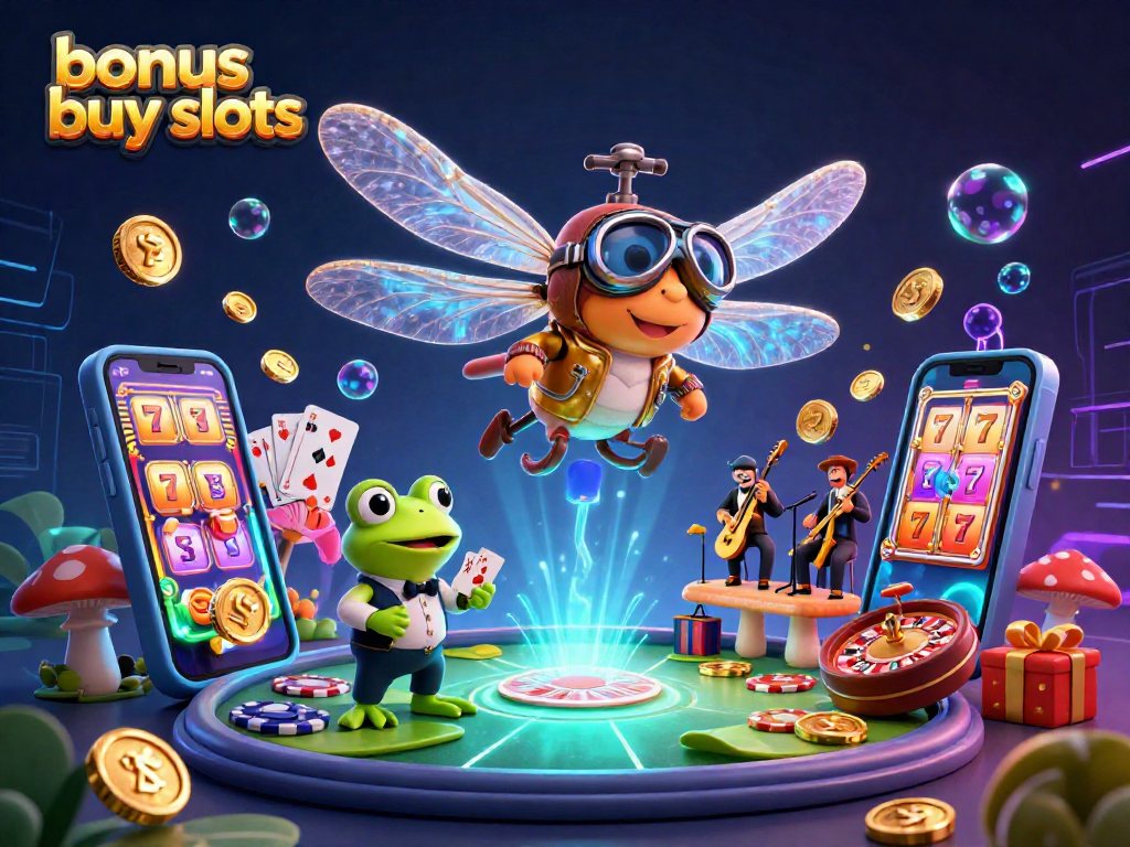 Experience exciting gameplay with bonus buy slots, featuring vibrant characters and thrilling casino elements.