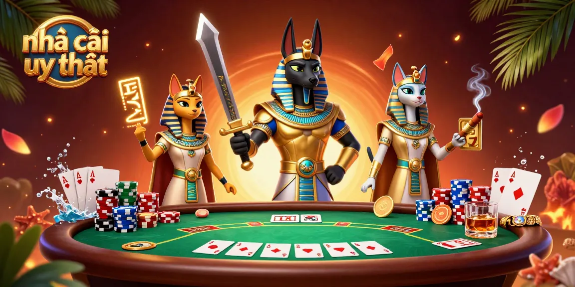 Experience the thrill of nhà cái uy tín with Anubis and Bastet in a rich casino scene.