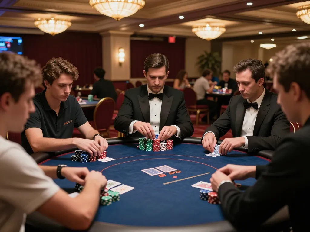 kp88 players engaged in a high-stakes poker game, showcasing strategy and competitive spirit