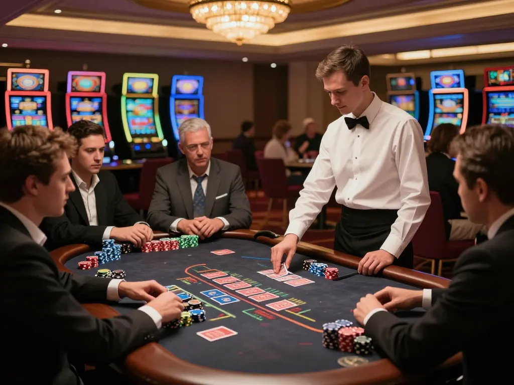 mm88 players strategizing at high-stakes blackjack table in luxurious casino setting