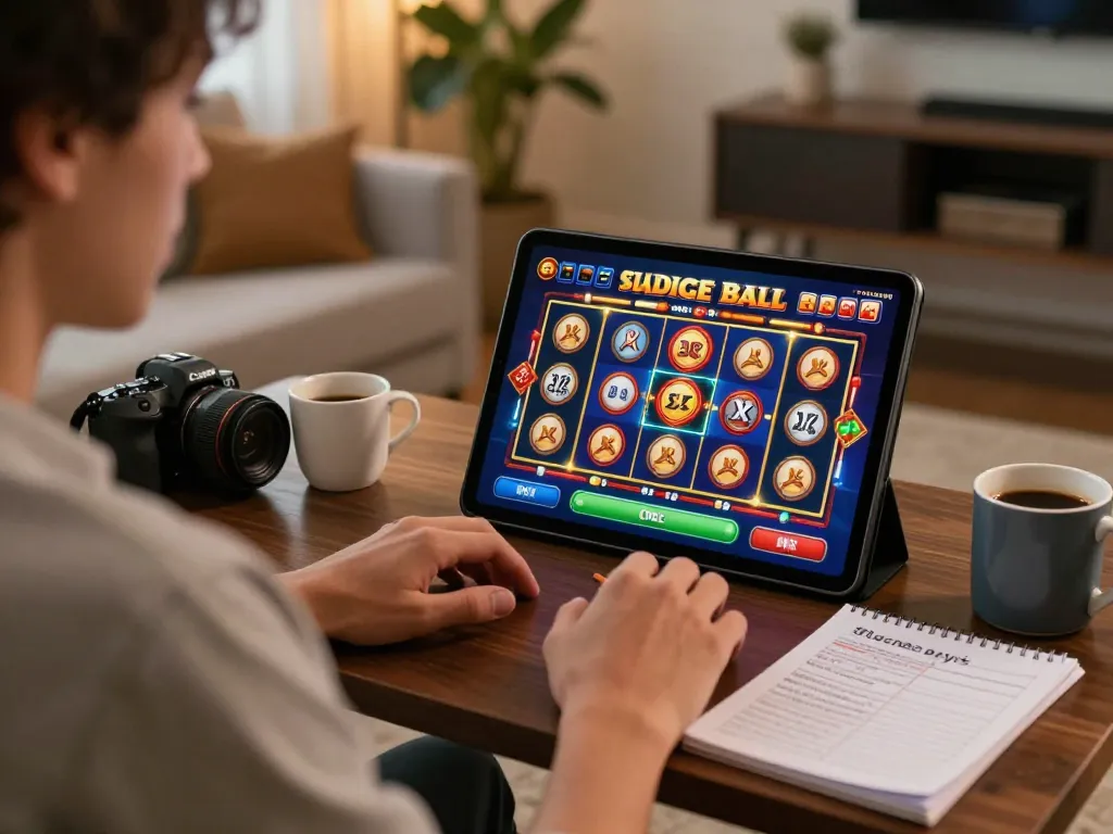 Player engaging in a slot game on tablet, showcasing the 88new top online gambling experience in a cozy home setting.