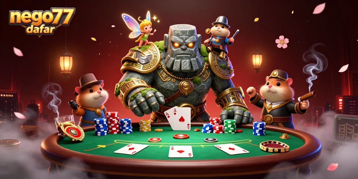 Engage with top gaming experiences at nego77 daftar featuring vibrant casino elements and playful characters.