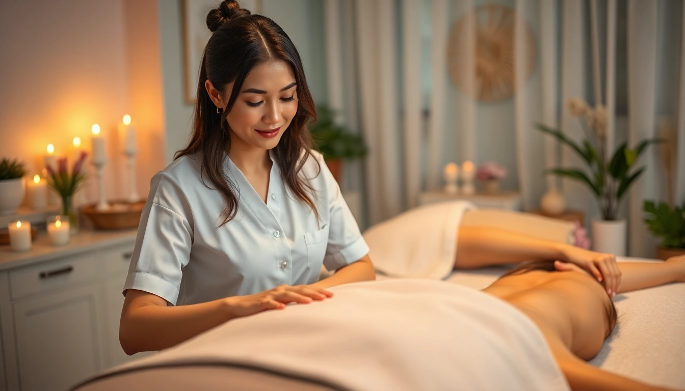 Relaxing 평택출장마사지 scene with a young therapist in a peaceful home setting.