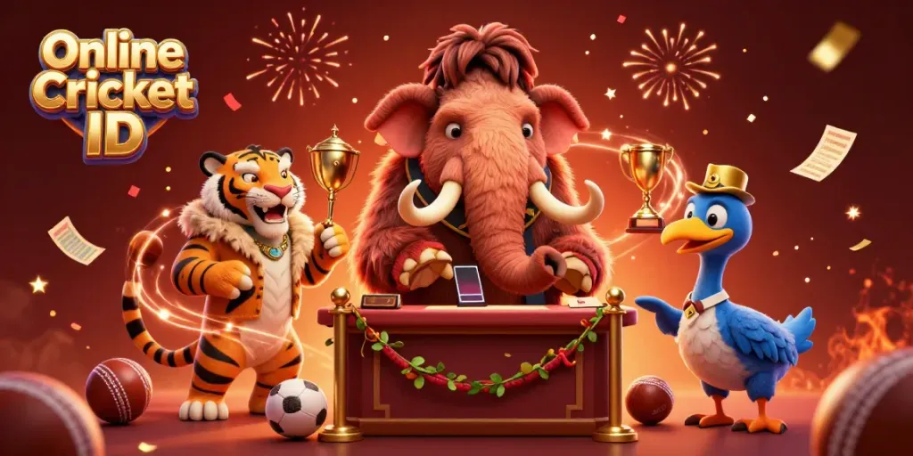 Engage with Online Cricket ID through premium betting scenes featuring dynamic casino characters and vibrant elements.