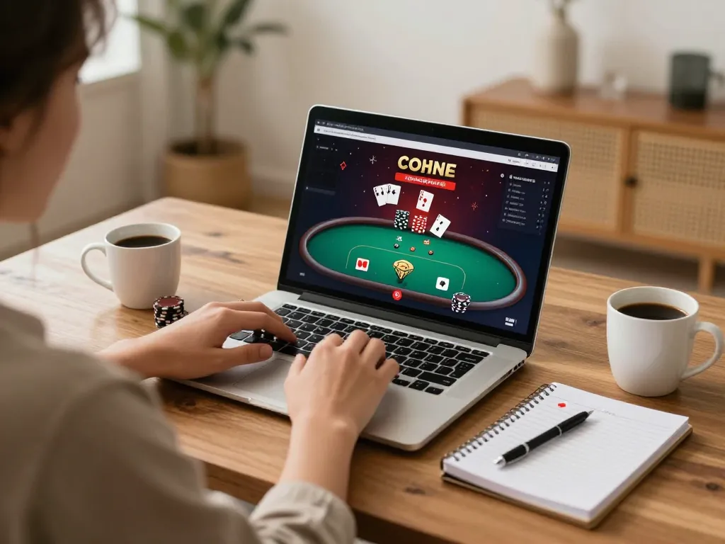 Engaging in poker gameplay on 789club, showcasing strategy notes and a casino interface.