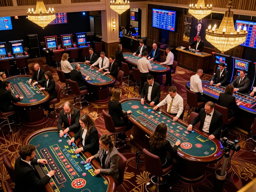 Players actively engaging in high-stakes games on the casino floor at XX88, showcasing vibrant excitement and strategy