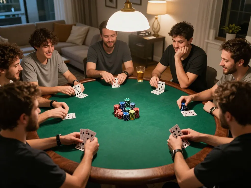 LIGA2000 poker night with friends showcasing intense gameplay and vibrant chips
