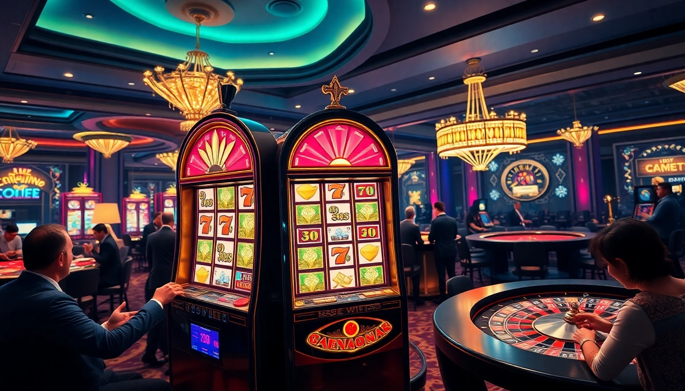 Experience the excitement at situs slot bonus new member with vibrant slot machines and eager players.