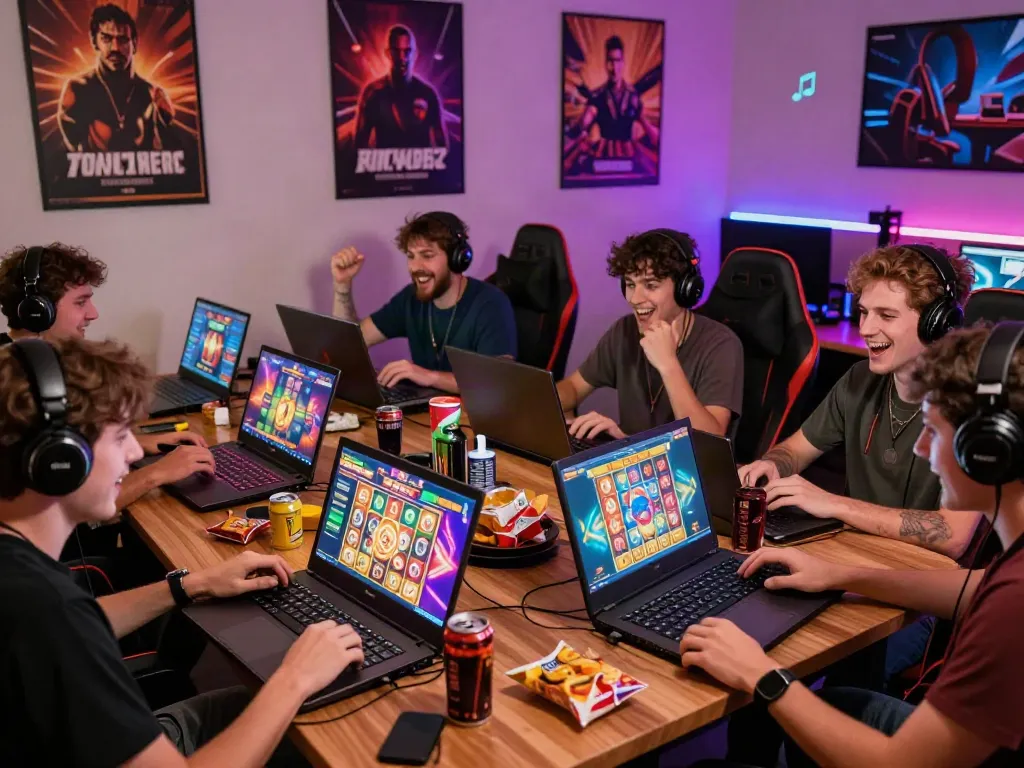 Players enjoying an akunjp slot game in an energetic gaming environment.