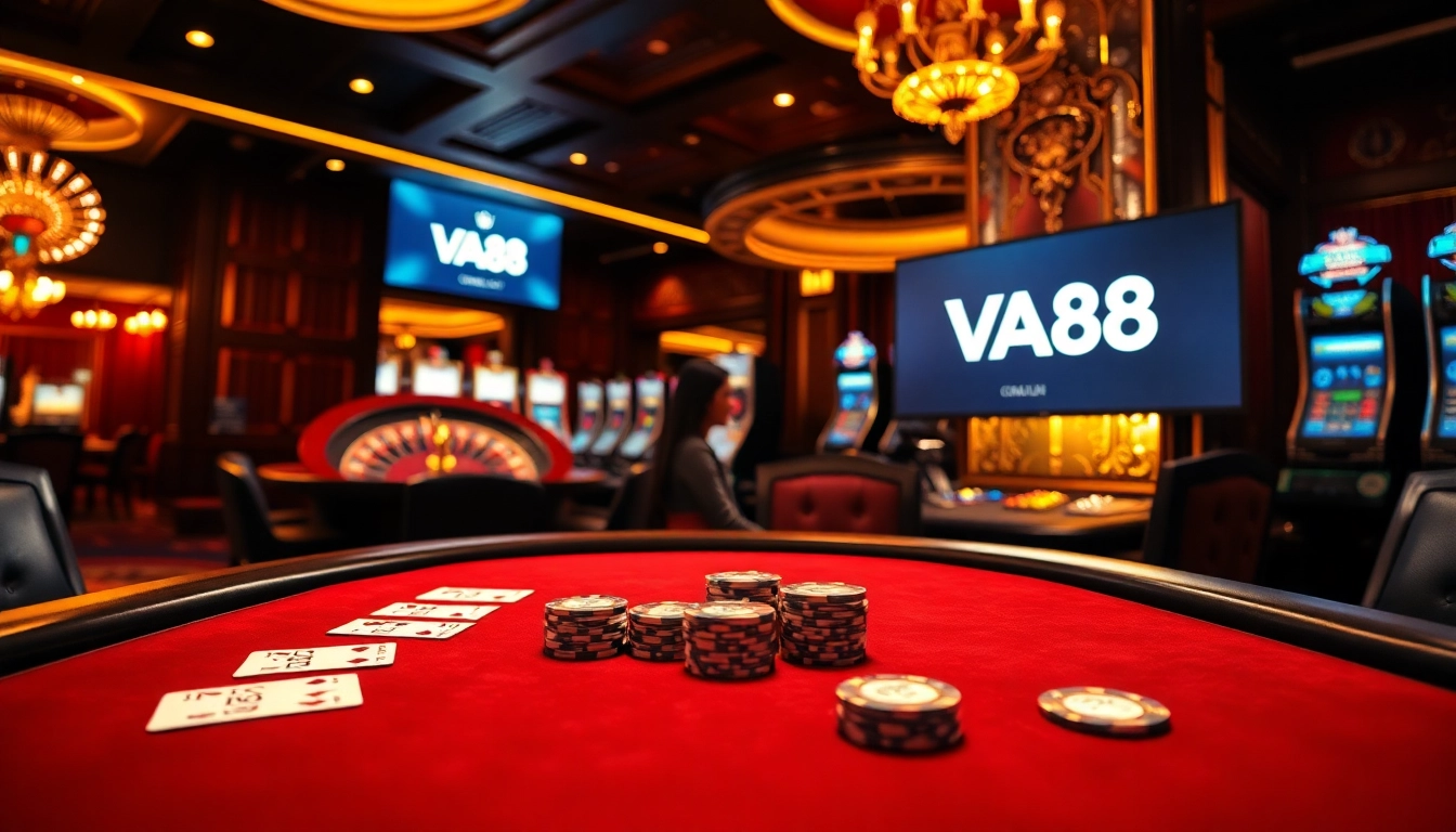 VA88 casino experience with vibrant gaming tables and luxurious atmosphere