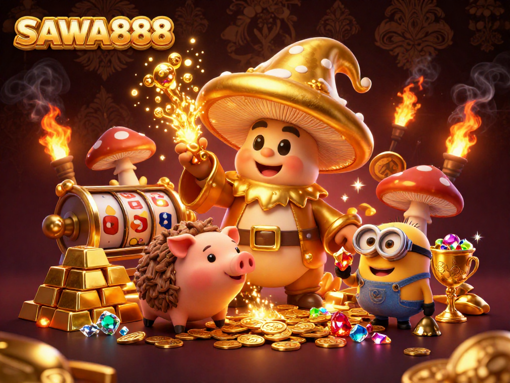 Experience the enchanting world of SAWA888, where golden treasures and magical wizards bring excitement to the slots.