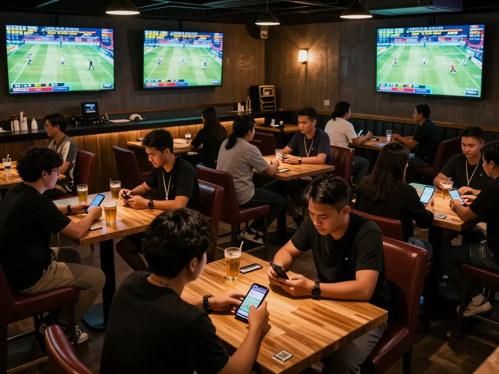 Para penggemar menikmati suasana taruhan olahraga yang hidup sambil terlibat dalam bandar togel.