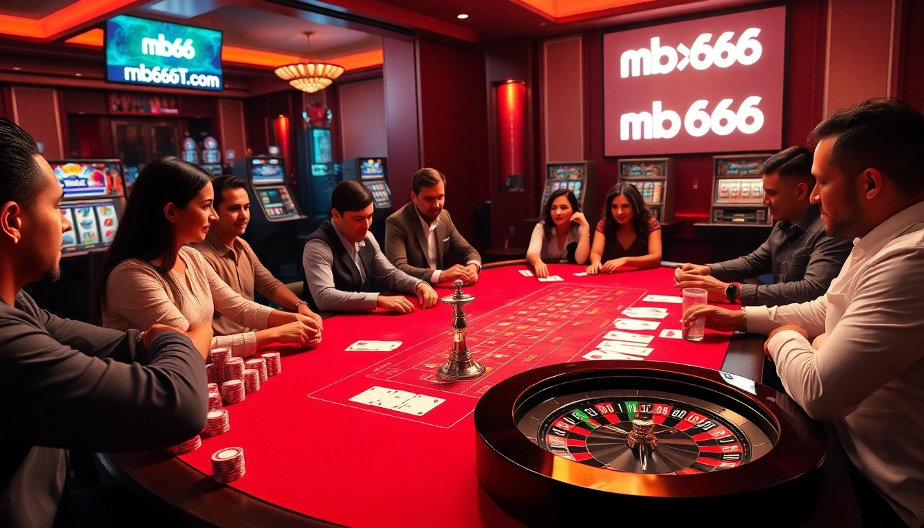 Experience thrilling gameplay at mb66-t.com with vibrant poker tables and luxury casino elements.
