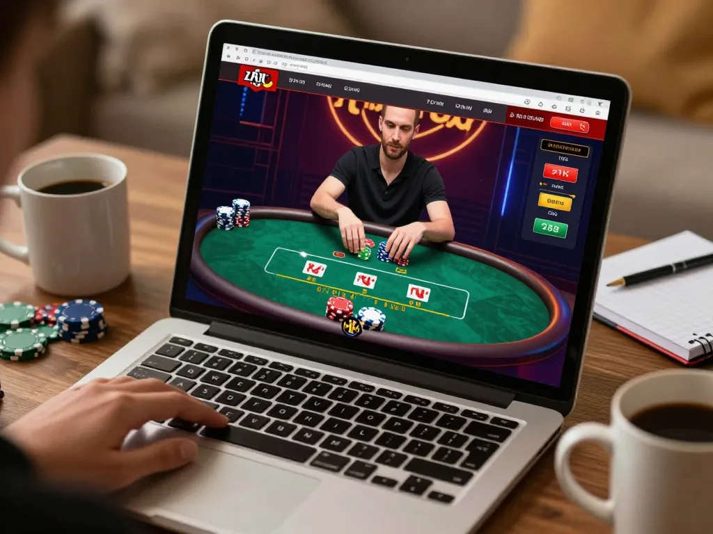 TG88 players engaging in live poker online, showcasing strategic gameplay and focused atmosphere.