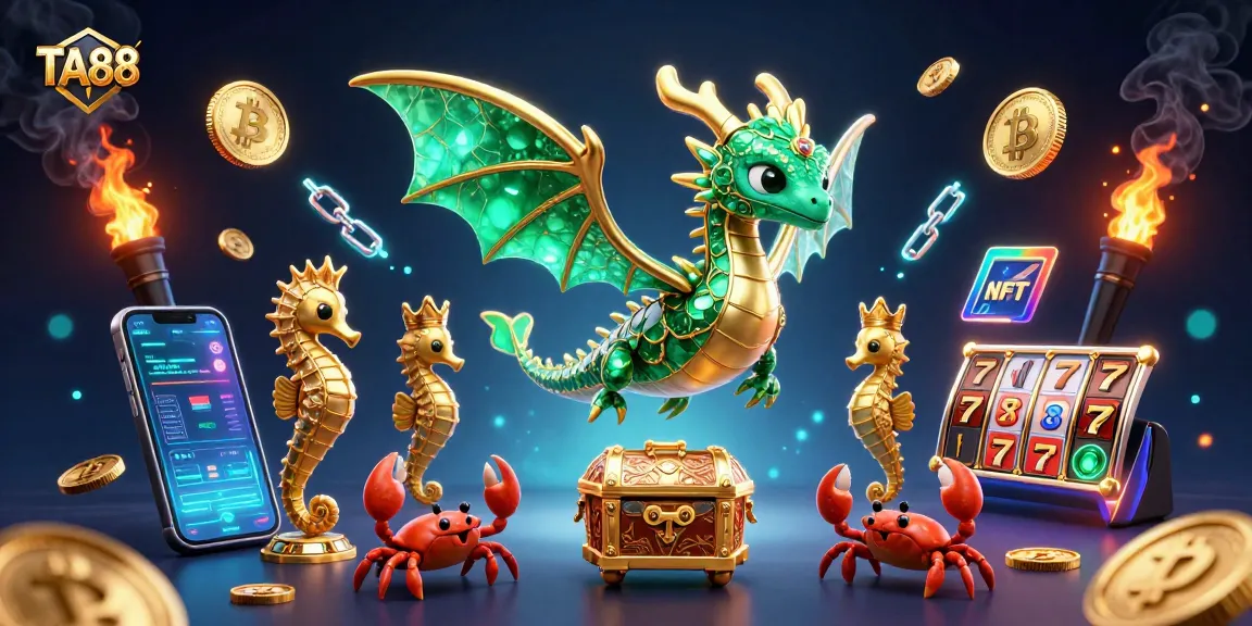 Engage in thrilling gaming adventures with TA88 surrounded by rich treasures and vibrant casino elements.