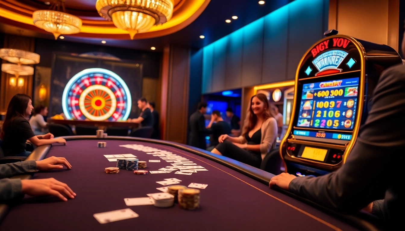 Exciting players engage with PG88 casino tables in a luxurious gambling atmosphere.