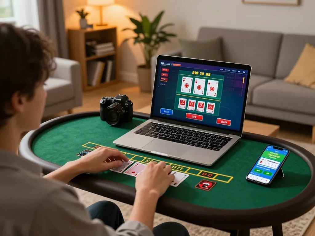 Bangsawan88 immersive online blackjack experience in a cozy living room setting.