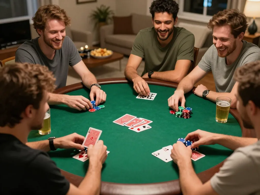Engaging poker night with friends at home, enhancing your gambling experience at https://fc88bet.uk.com.