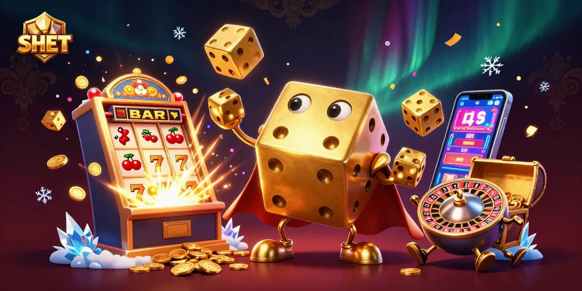 Engaging SH BET 3D casino illustration featuring golden dice and jackpot elements.