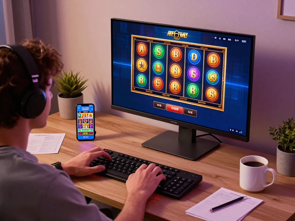 Enjoying a winning strategy while playing slot games online at home with a smartphone.