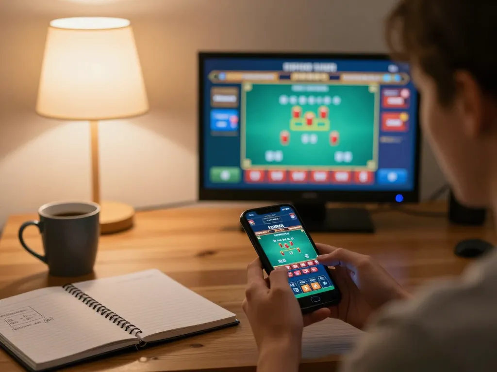 Engaging in a Casino Online game with a smartphone, highlighting the immersive experience of live baccarat.