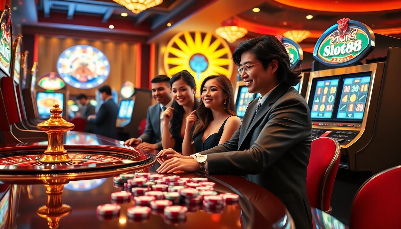 Experience the thrill of slot88 with dynamic casino gaming atmosphere featuring engaging players.
