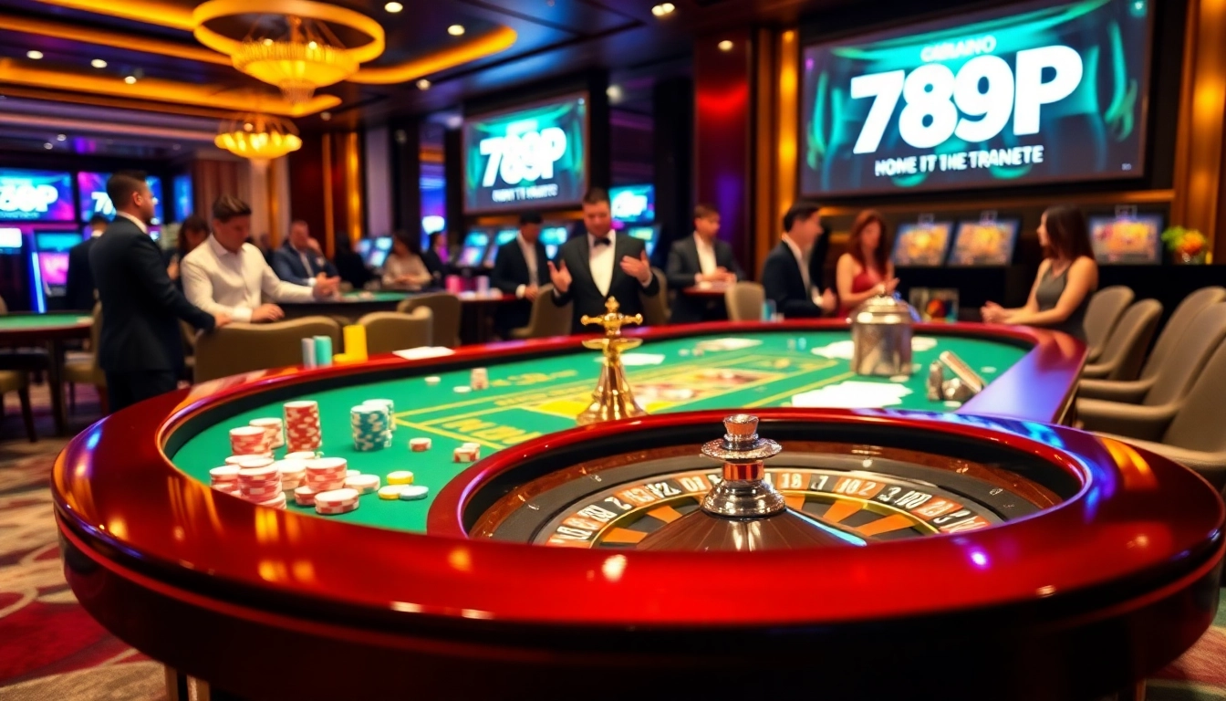 Experience the thrill of gaming at 789P with vibrant casino tables and excited players.
