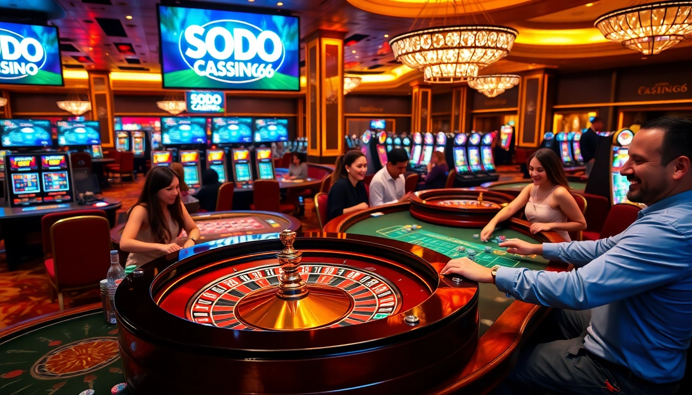 SODO CASINO 66 players enjoying table games in a lively, luxurious casino atmosphere