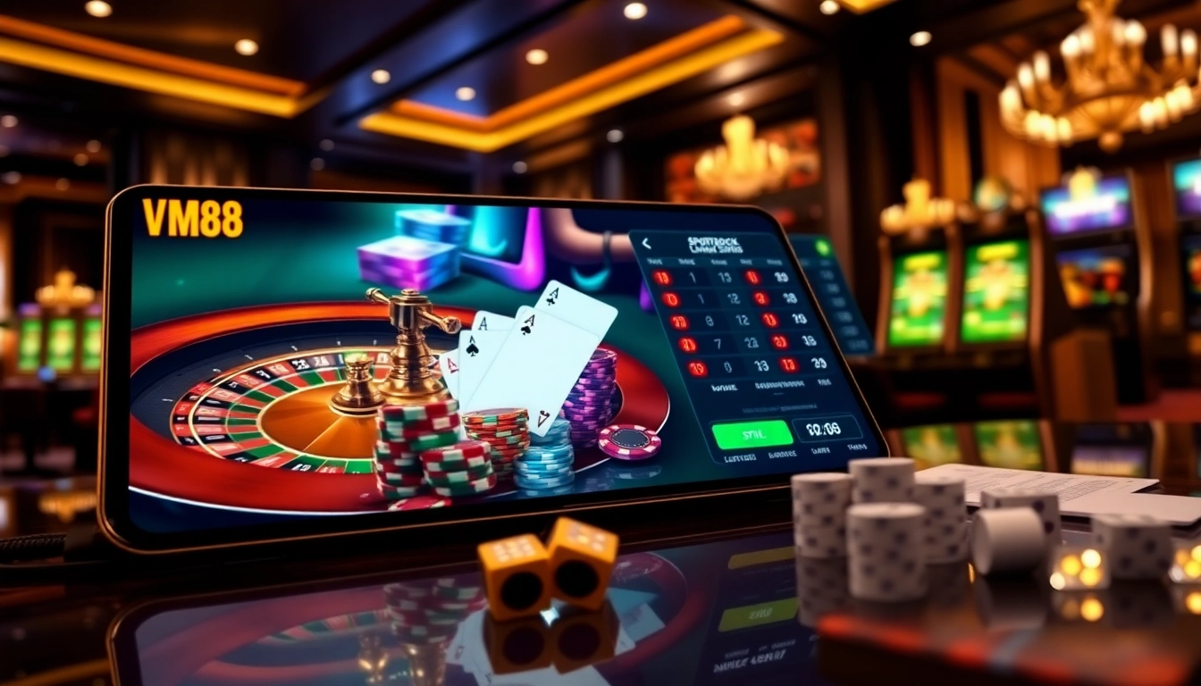 VM88 platform showcasing professional casino gameplay with dynamic betting odds and poker chips